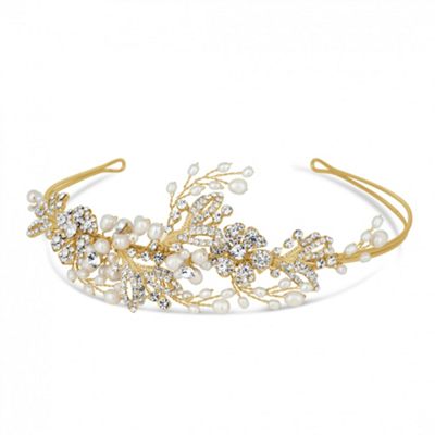 Designer blossom freshwater pearl and pave headband